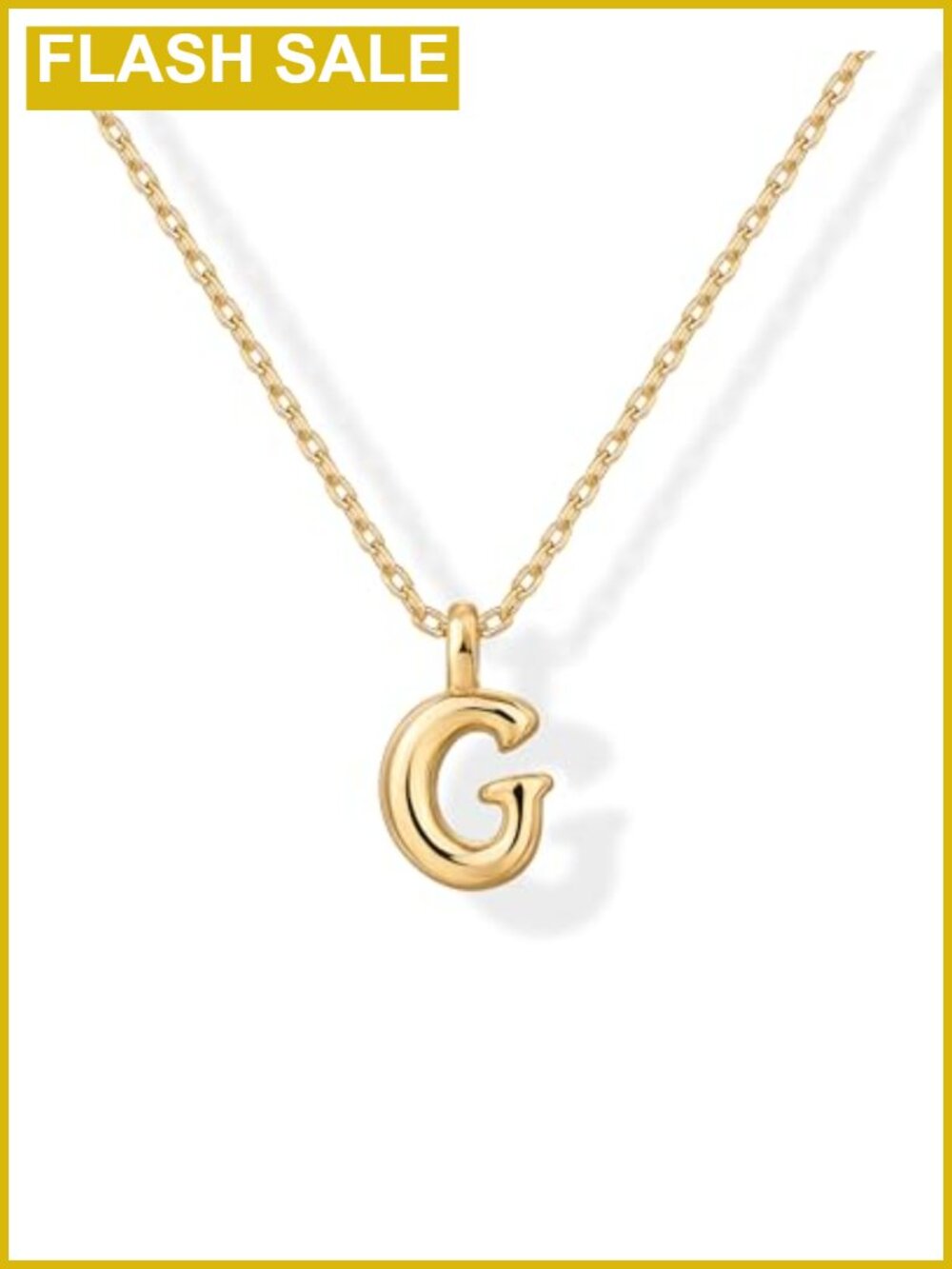 14K gold plated chunky bubble initial letter pendant necklace with lobster clasp